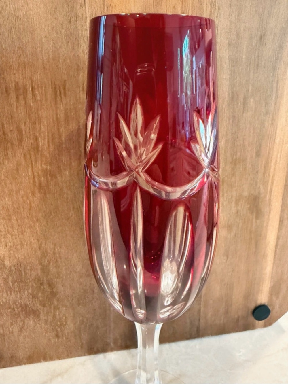 Ajka Ruby Red Crystal Champagne Flute